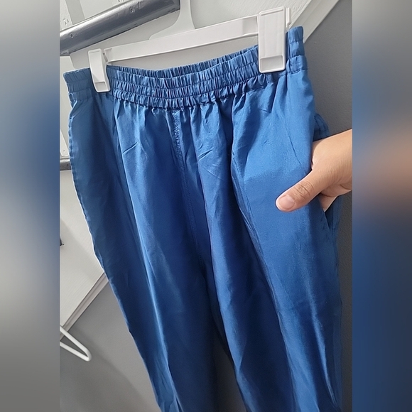 Vintage Mureli High Rise Pants Sz M 100% Silk Tapered Leg Stretch Waist 80s 90s - Picture 2 of 4